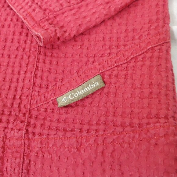 Columbia Womens Small Blouse Big Button Shirt Long Sleeve Collared Woven Rose - Picture 5 of 9
